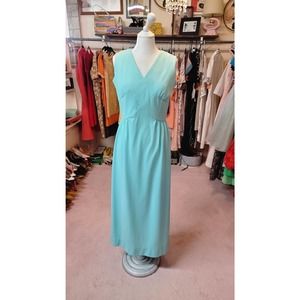 M vintage 1970s blue maxi dress
